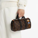 ルイ・ヴィトン キーポル ナノかかしパッチ コーティングキャンバスと牛革 ショルダー 斜めがけ ハンドバッグ ミニ メンズ ブラウン